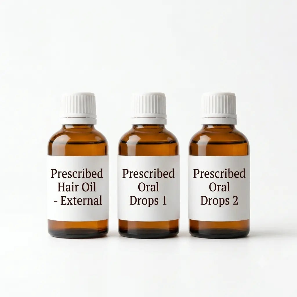 Homeopathic Case-Based Regimen — Prescribed External Oil + Internal Drops and Doctor Consultation